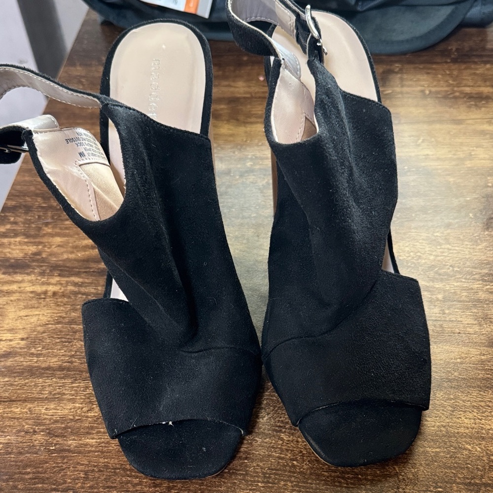 Madden Girl Black Suede Slingback Heels